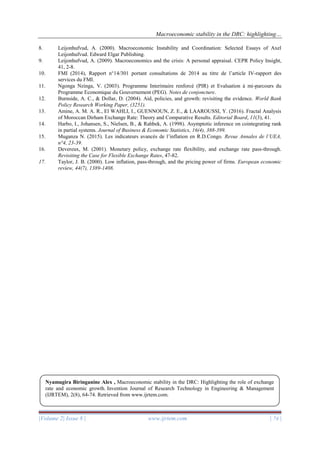 Macroeconomic stability in the DRC: highlighting the role of exchange ...