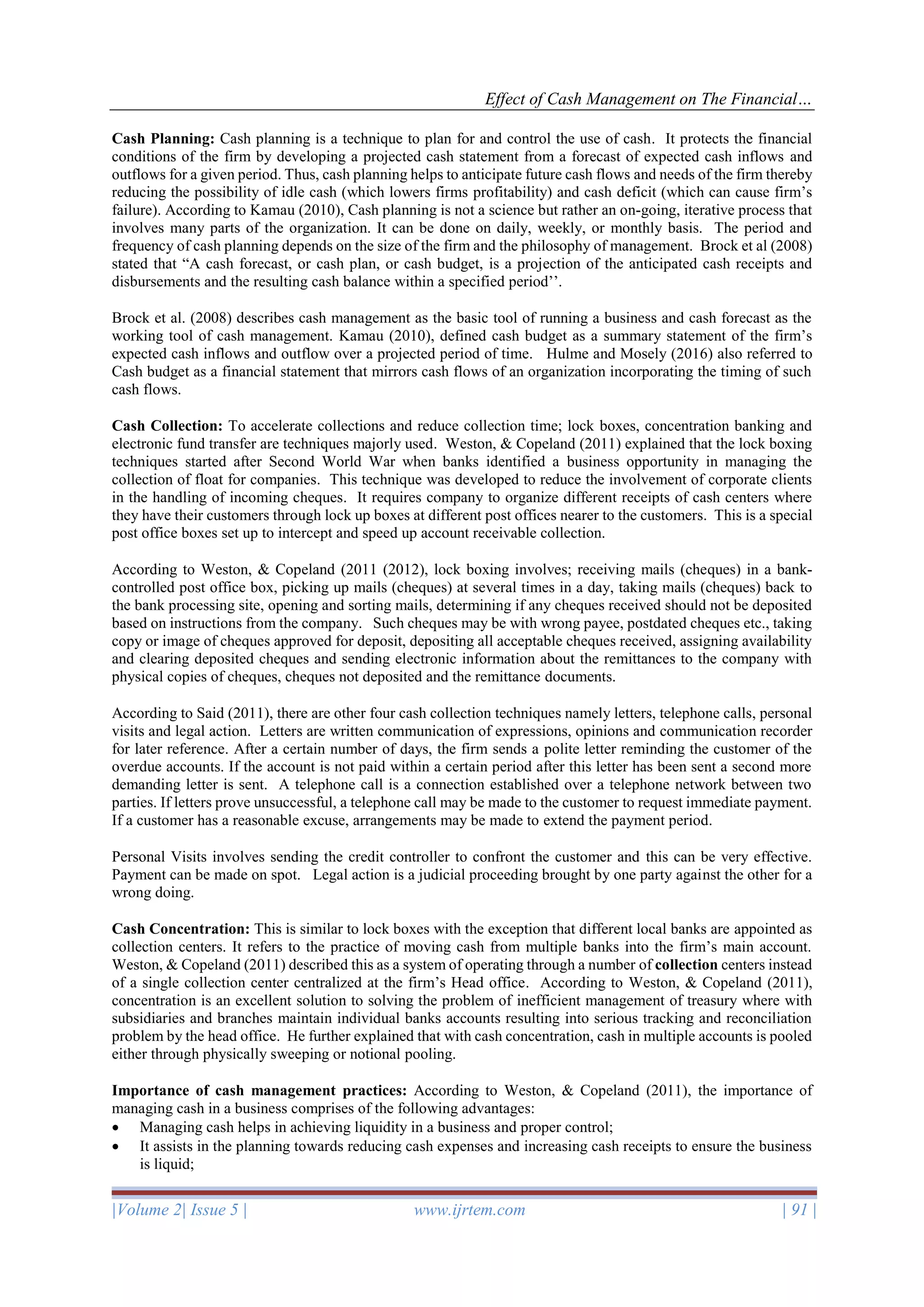 Effect of Cash Management on The Financial Performance of Cooperative ...