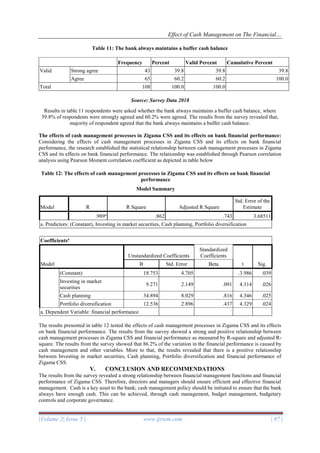 Effect of Cash Management on The Financial Performance of Cooperative ...