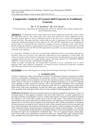 Comparative Analysis of Coconut shell Concrete to Traditional Concrete ...
