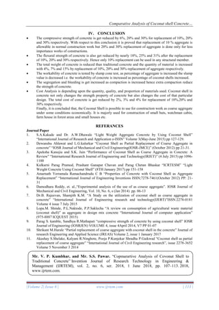Comparative Analysis of Coconut shell Concrete to Traditional Concrete ...