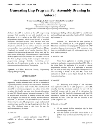Generating lisp program for assembly drawing in AutoCAD | PDF | Free ...
