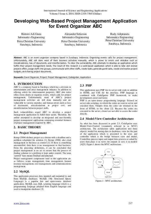 Developing Web Based Project Management Application For Event Organiz Developing Web Based Project Management Application For Event Organiz