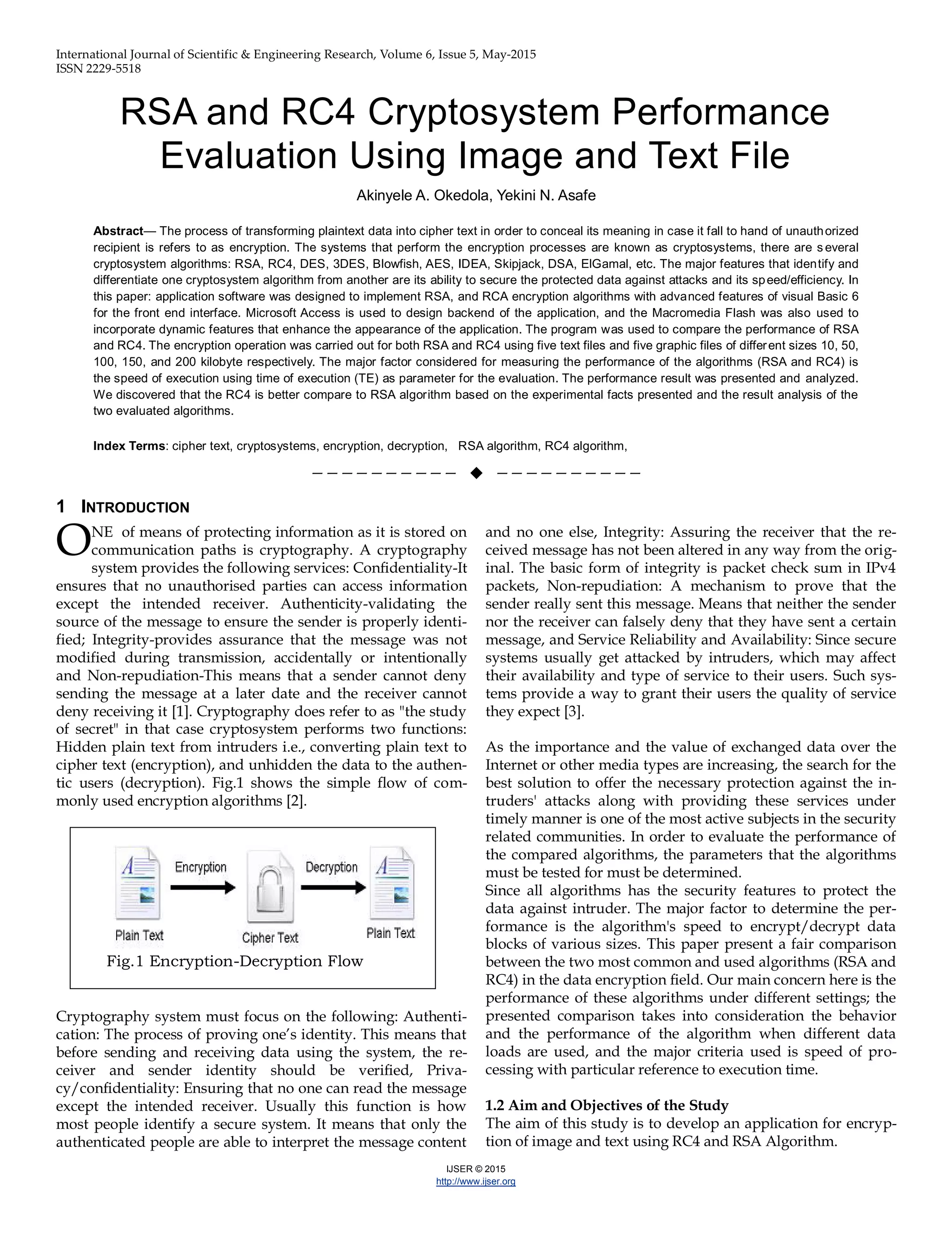 RSA and RC4 Cryptosystem Performance Evaluation Using Image and Text | PDF