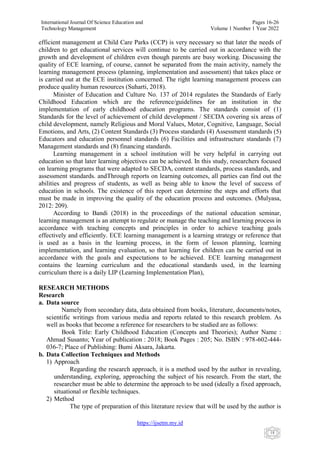 Comprehensive Analysis of Learning Management in Early Childhood ...