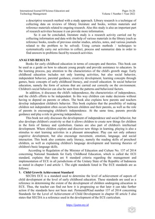 Comprehensive Analysis of Learning Management in Early Childhood ...