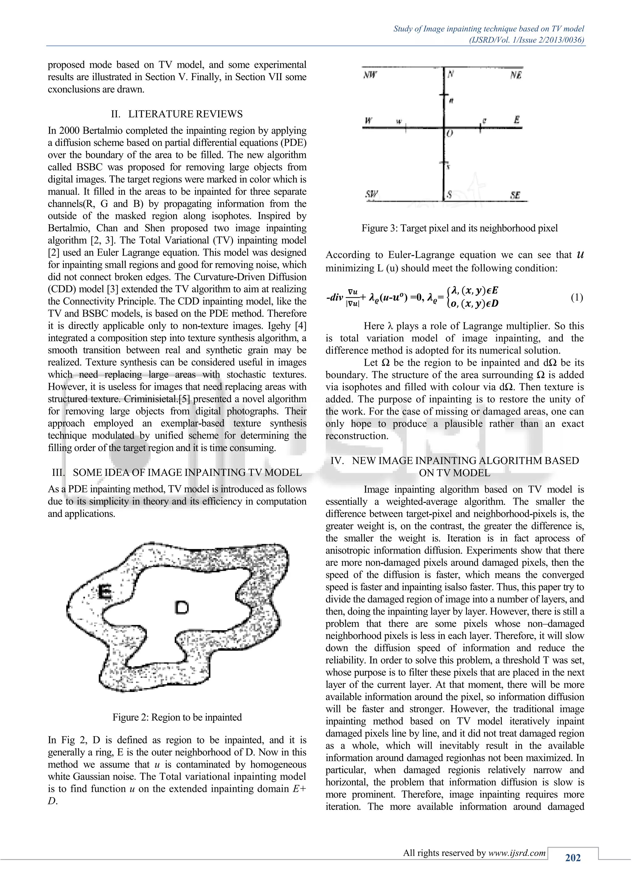 Study of Image Inpainting Technique Based on TV Model | PDF
