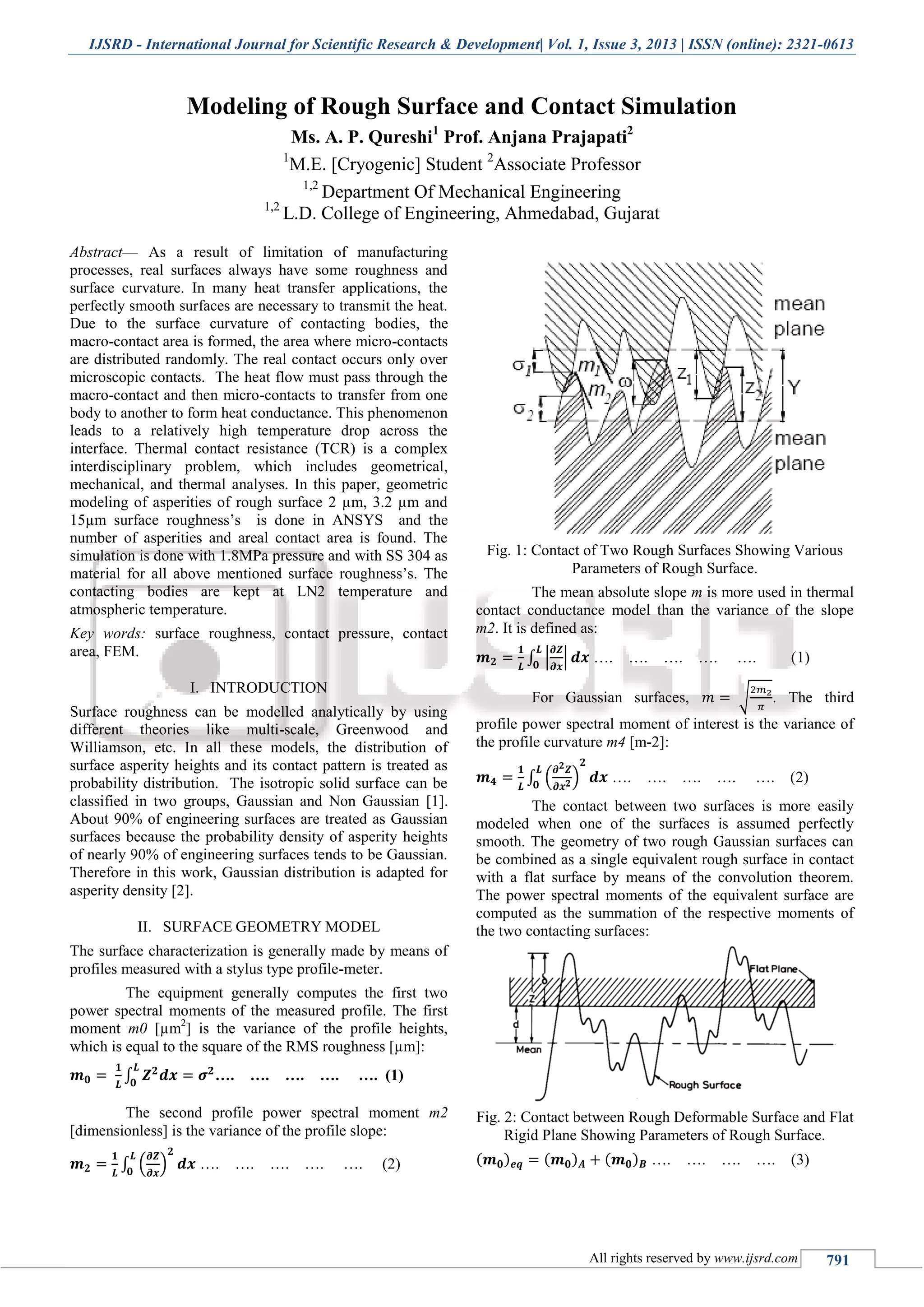 Modeling of Rough Surface and Contact Simulation | PDF