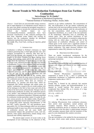 Recent Trends in NOx Reduction Techniques from Gas Turbine Combustion | PDF