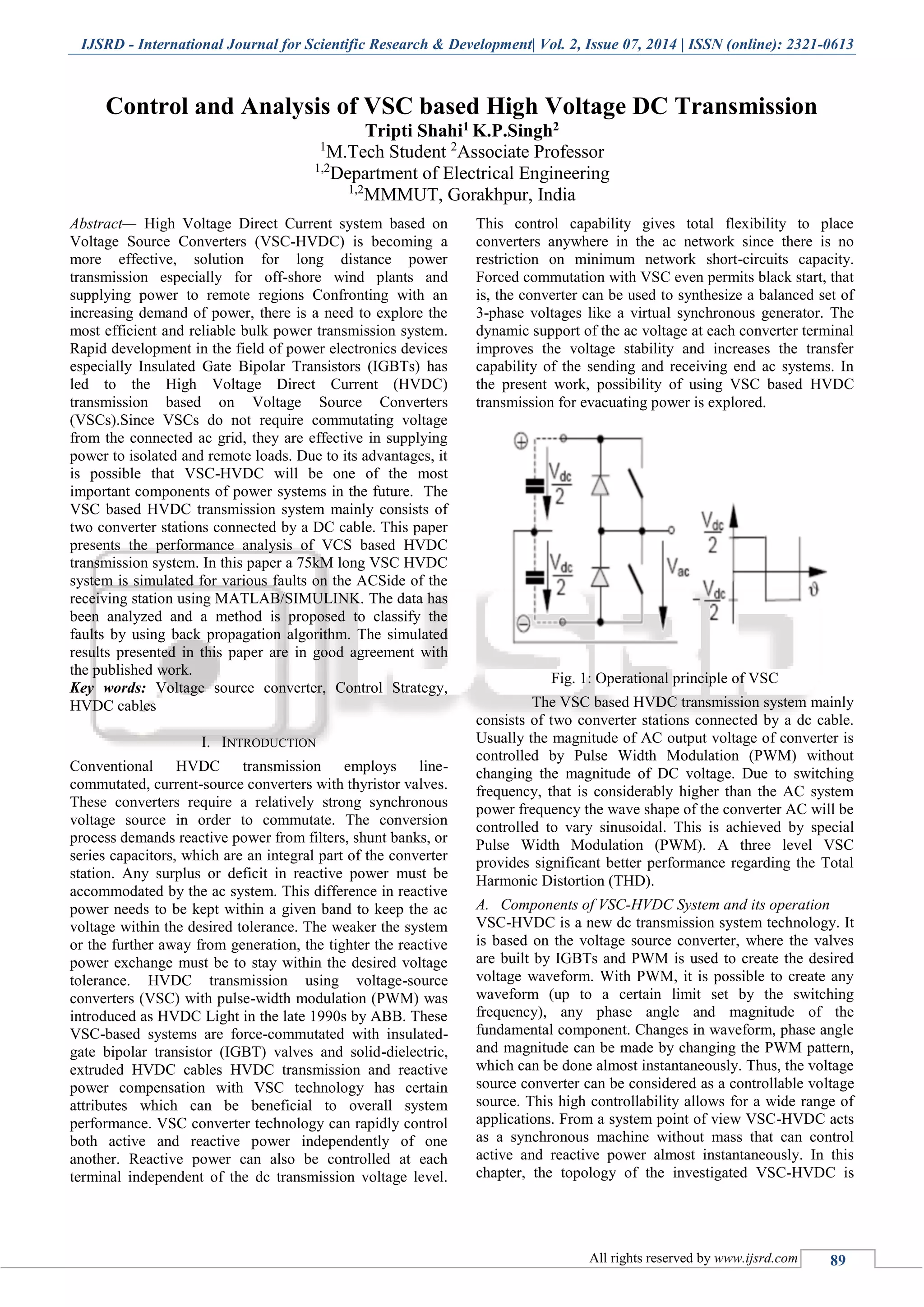 Control and Analysis of VSC Based High Voltage DC Transmission | PDF