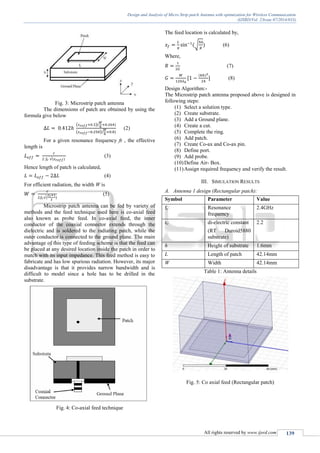 Design and Analysis of Microstrip Patch Antenna with Optimization for ...