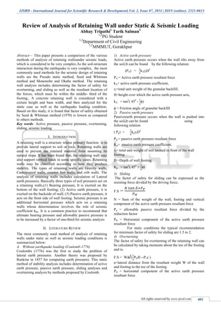 Review of Analysis of Retaining Wall Under Static and Seismic Loading | PDF