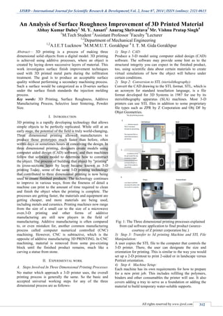 An Analysis of Surface Roughness Improvement of 3D Printed Material | PDF