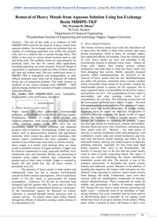 Removal of Heavy Metals from Aqueous Solution Using Ion Exchange Resin ...