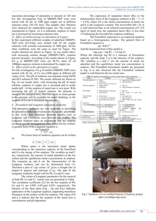 Removal of Heavy Metals from Aqueous Solution Using Ion Exchange Resin ...
