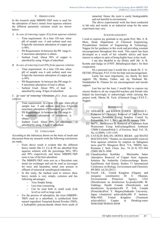 Removal of Heavy Metals from Aqueous Solution Using Ion Exchange Resin ...