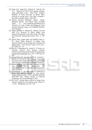 Removal of Heavy Metals from Aqueous Solution Using Ion Exchange Resin ...