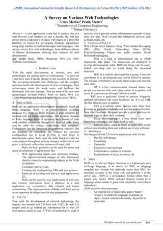 A Survey on Various Web Technologies | PDF