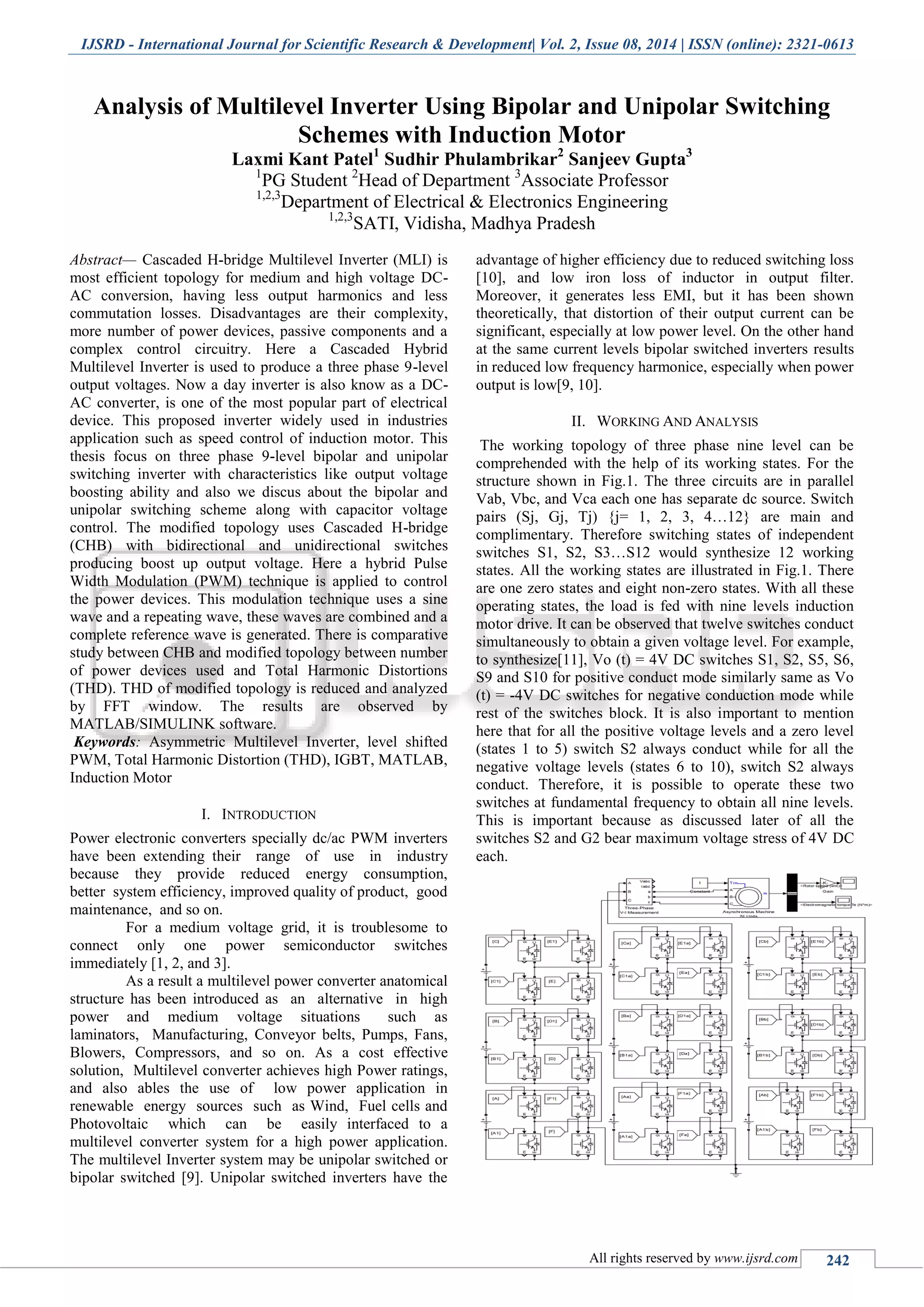 Analysis of Multilevel Inverter using Bipolar and Unipolar Switching ...