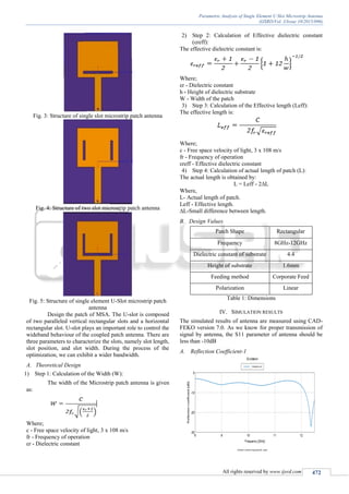 Single Slot Microstrip Radiator Parametric Analysis of Single Element U Slot Microstrip Antenna | PDF