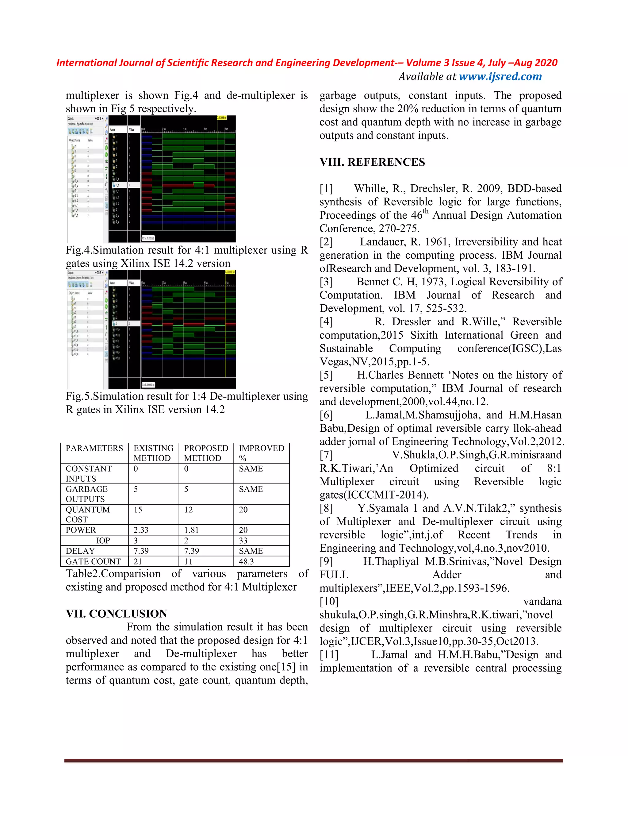 Reversible Implementation Of Multiplexer And Demultiplexer Using R