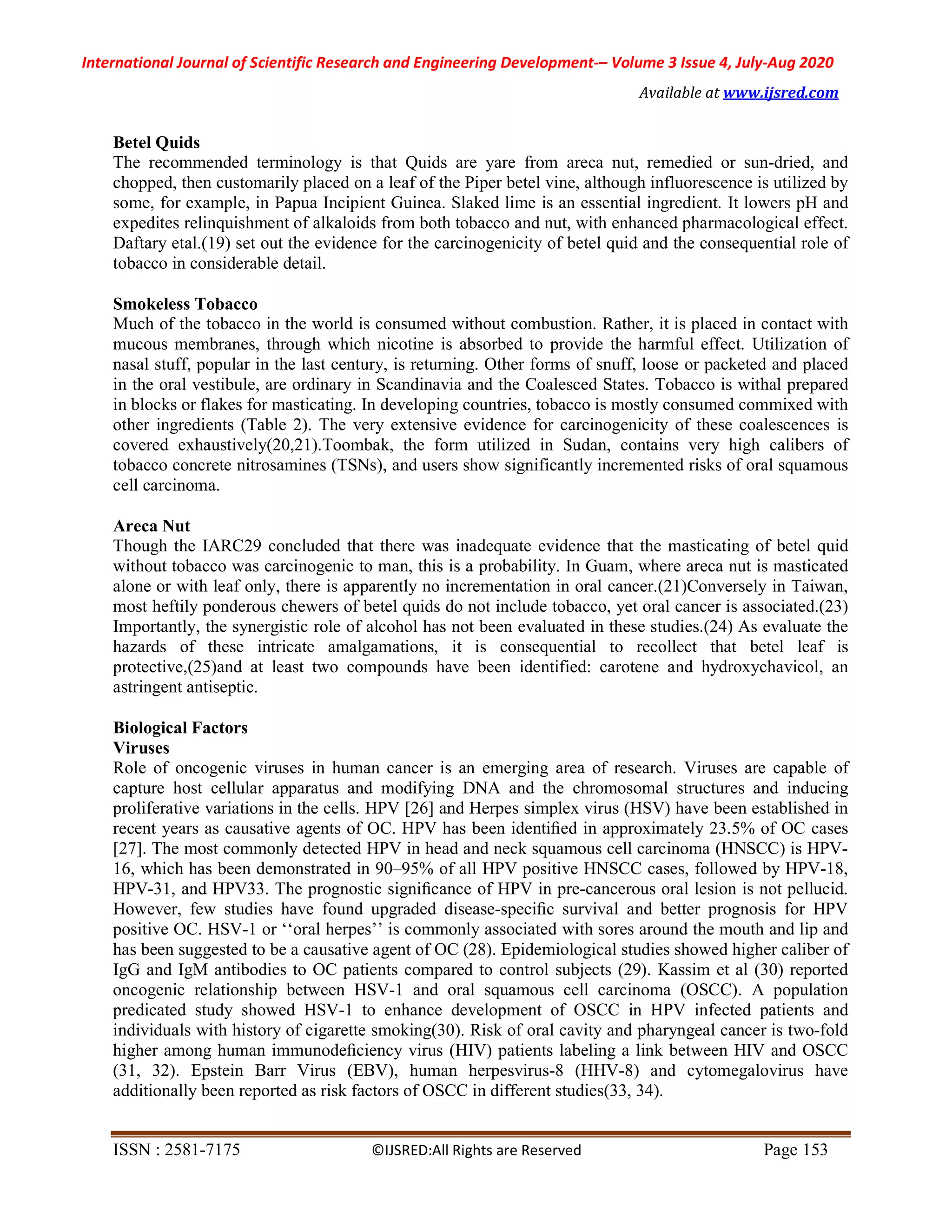 Oral Cancer and Pathogenesis | PDF