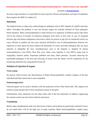 Organ Transplantation Methods and Major Reasons of Organ Rejection | PDF