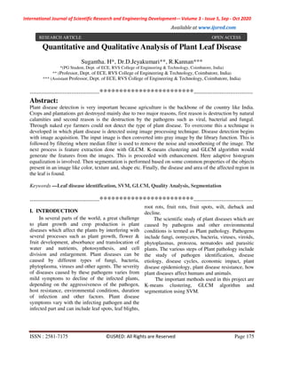 Quantitative and Qualitative Analysis of Plant Leaf Disease | PDF