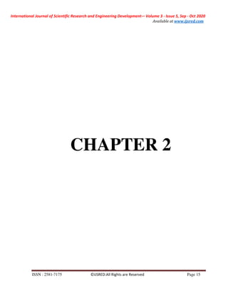 International Journal of Scientific Research and Engineering Development-– Volume 3 - Issue 5, Sep - Oct 2020
Available at www.ijsred.com
ISSN : 2581-7175 ©IJSRED:All Rights are Reserved Page 15
CHAPTER 2
 