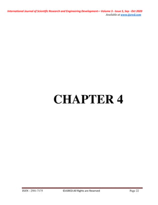 International Journal of Scientific Research and Engineering Development-– Volume 3 - Issue 5, Sep - Oct 2020
Available at www.ijsred.com
ISSN : 2581-7175 ©IJSRED:All Rights are Reserved Page 22
CHAPTER 4
 