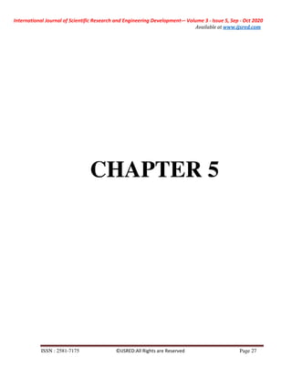 International Journal of Scientific Research and Engineering Development-– Volume 3 - Issue 5, Sep - Oct 2020
Available at www.ijsred.com
ISSN : 2581-7175 ©IJSRED:All Rights are Reserved Page 27
CHAPTER 5
 