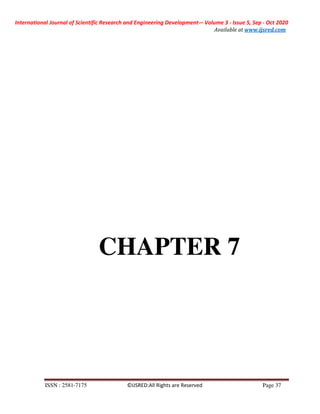 International Journal of Scientific Research and Engineering Development-– Volume 3 - Issue 5, Sep - Oct 2020
Available at www.ijsred.com
ISSN : 2581-7175 ©IJSRED:All Rights are Reserved Page 37
CHAPTER 7
 