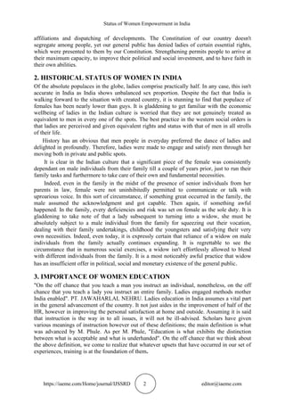 STATUS OF WOMEN EMPOWERMENT IN INDIA | PDF