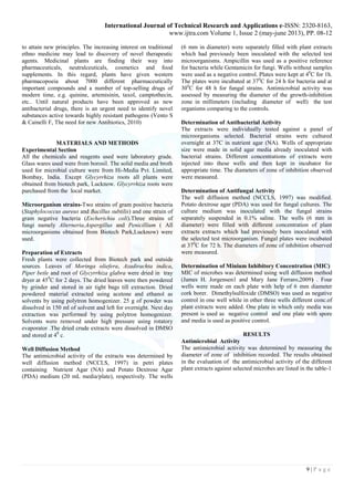 IN VITRO EVALUATION OF ANTIMICROBIAL ACTIVITY OF SOME SELECTED INDIAN ...