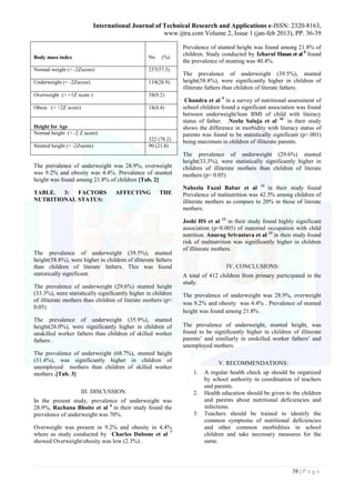 MALNUTRITION AMONG PRIMARY SCHOOL CHILDREN IN HYDERABAD, ANDHRA PRADESH ...