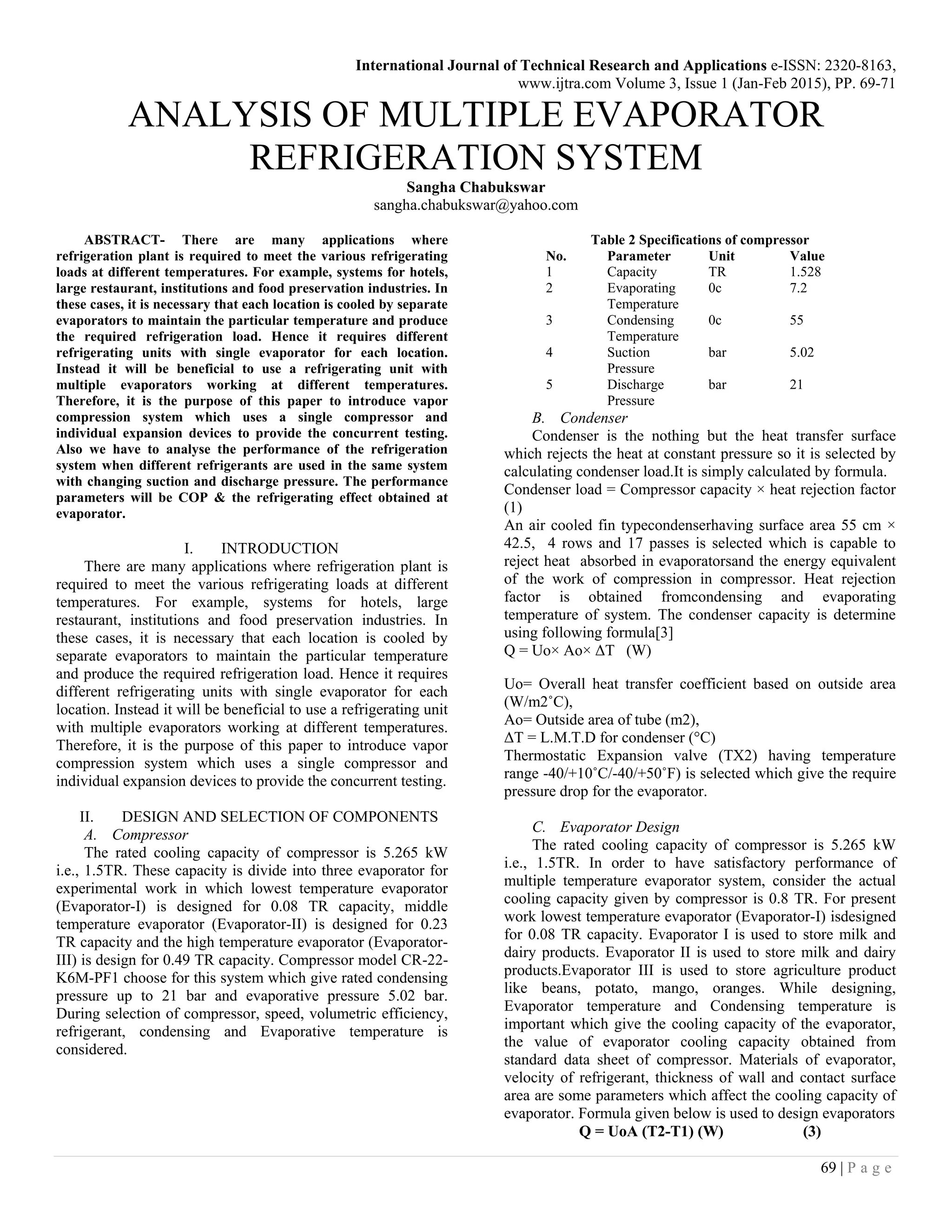 ANALYSIS OF MULTIPLE EVAPORATOR REFRIGERATION SYSTEM | PDF