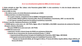 18
B.1.3. La crisis financiera global de 2008 y la Unión Europea
1) Antes entrada en vigor Tdo. Lisboa: crisis financiera ...