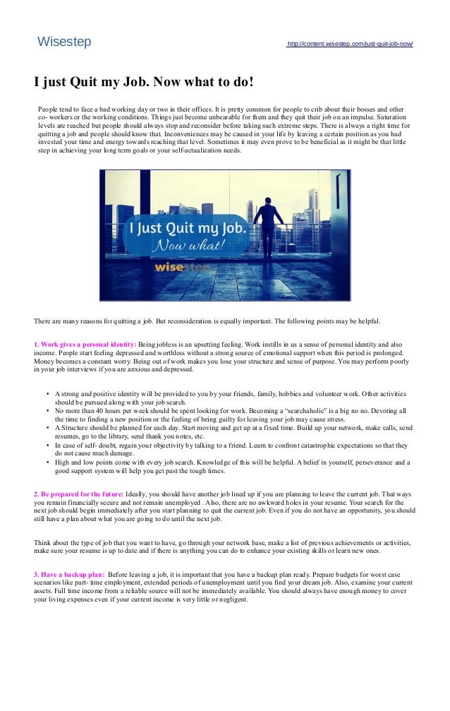 i just quit my job now what to do reasons for quitting a job
