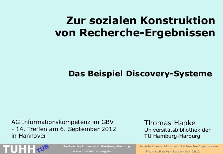 Zur sozialen Konstruktion               von Recherche-Ergebnissen                   Das Beispiel Discovery-Systeme AG Info...