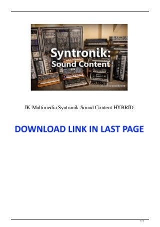 IK Multimedia Syntronik Sound Content HYBRID
1 / 4
 