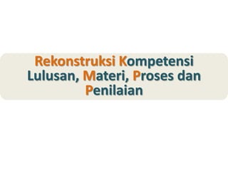 Rekonstruksi Kompetensi
Lulusan, Materi, Proses dan
Penilaian
 