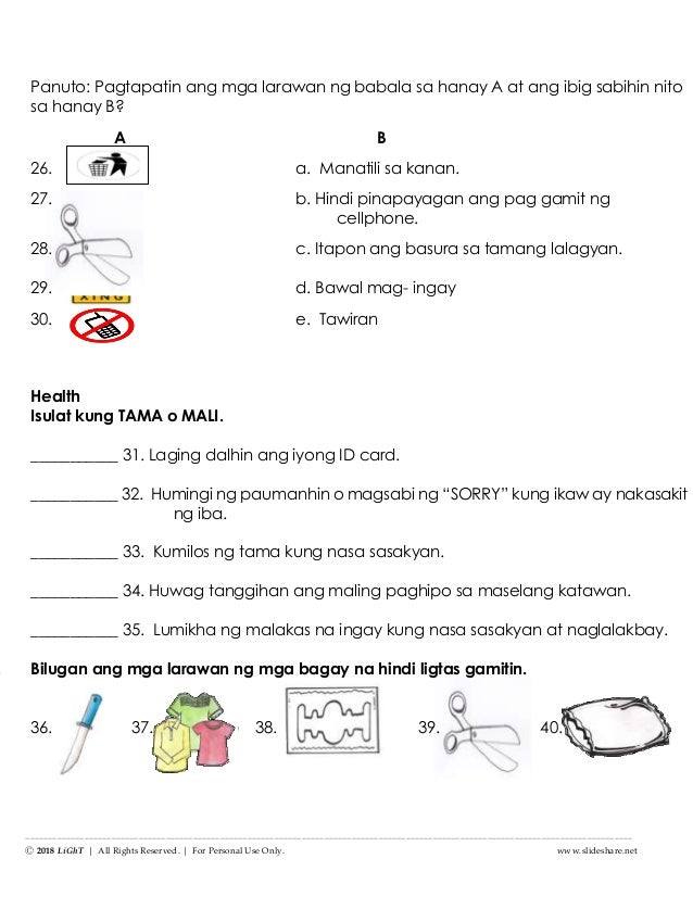 k to 12 grade 1 ikaapat markahang pagsusulit