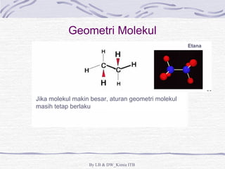 Geometri Molekul 
Jika molekul makin besar, aturan geometri molekul 
masih tetap berlaku 
By LB & DW_Kimia ITB 
Etana 
 