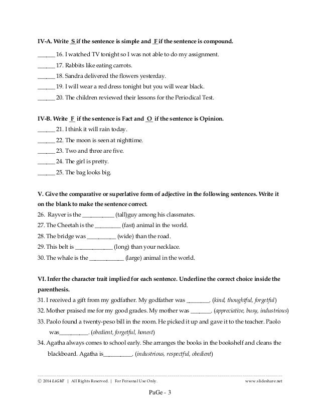 k to 12 grade 3 ikatlong markahang pagsusulit