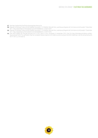 33
Greens/EFA Group - Flat pack tax avoidance
87.
88.
89.
90.
See http://www.infocif.es/ficha-empresa/ikea-iberica-sa
Statutes of Interogo Finance SA (B165408), Document L110194293, Filed with the Luxembourg Registre de Commerce et de Societés 7 December
2011. http://www.etat.lu/memorial/2012/C/Html/0096/2011167477.html
Statutes of Interogo Finance SA (B165408), Document L110194293, Filed with the Luxembourg Registre de Commerce et de Societés 7 December
2011. http://www.etat.lu/memorial/2012/C/Html/0096/2011167477.html
Inter IKEA Holding SA, Annual accounts for FY 2012 and FY 2014, Accessed 10 November 2015, from for http://inter.ikea.com/about-us/key-
figures/order-form/ For verification that the increased interest expense is for debt incurred to acquire the IKEA trademark, see the annual accounts
for FY 2012, p. 24, Note 20.
 