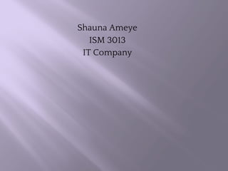 Shauna Ameye
ISM 3013
IT Company
 