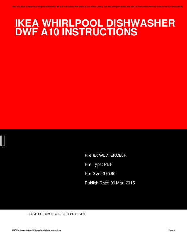 Ikea whirlpooldishwasherdwfa10instructions