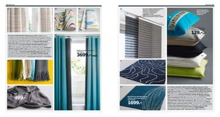 268 Текстиль

Текстиль 269

02

01

03

Из узких гардин можно сделать
прекрасный разделитель
комнаты. Подвесьте их
к потолку с помощью
гардинной шины
КВАРТАЛ, и у вас получится
дополнительная стена из ткани

07

Хотите обновить
диван? Положите
на него новые
подушки!
08

9 GURLI/ГУРЛИ чехол
на подушку, 50×50см

01 MALIN TRÅD/МАЛИН ТРОД гардины 1999.-/пара Кулиска,
потайные петли и тесьма для сборки по верхнему краю. Можно повесить
на гардинный карниз, гардинную струну или систему КВАРТАЛ, используя
аксессуары для подвешивания гардин. 56% лен, 44% полиэстер. Дизайн:
Б. Беккер/М. Бахе. 145×300см 002.215.77 02 MALIN VÅG/МАЛИН
ВОГ ткань 249.-/м Плотная. 100% хлопок. Дизайн: Б. Беккер/М. Бахе.
Ш150см 602.249.69 03 MALIN CIRKEL/МАЛИН ЦИРКЕЛЬ ткань
149.-/м Легкая. Вносит разнообразие в интерьер. 52% полиэстер,
48% хлопок. Дизайн: Б. Беккер/М. Бахе. Ш150см 602.180.20 04 SANELA/
САНЕЛА гардины 3699.-/пара Плотная ткань эффективно блокирует
свет и поглощает звуки. 100% хлопковый бархат. 140×300см 202.390.10
Есть другие цвета. 05 MALIN BAND/МАЛИН БАНД плед 749.- Акрил.
120×180см. Разноцветный 602.265.72 06 GURLI/ГУРЛИ плед 499.Мягкая и простая в уходе ткань. 70% акрил, 30% полиэстер. 120×180см
202.049.06 Есть другие цвета. Еще больше текстиля – в магазине.

129.-/шт

04

SANELA/САНЕЛА гардины,
140×300см

3699.-/пара

10

05

11

06

12

GURLI/ГУРЛИ плед,
120×180см

499.-

MALIN BLAD/МАЛИН БЛАД
ковер с коротким ворсом,
133×195см

1699.-

07 KVARTAL INGAMAJ/КВАРТАЛ ИНГА-МАЙ комбинация 2198.В состав комбинации входит: KVARTAL/КВАРТАЛ тройная гардинная
шина 500.- Алюминий. Д140см 800.793.63 KVARTAL/КВАРТАЛ верхняя
и нижняя шины 200.- 300.793.70 INGAMAJ/ИНГА-МАЙ узкая гардина
649.-/шт (2шт в составе комбинации). 60×300см. Черный 802.126.92
Серый 702.077.09 08 MALIN FRANSAR/МАЛИН ФРАНСАР подушка
599.- Мягкий хлопковый бархат. 30×65см 102.248.15 09 GURLI/ГУРЛИ
чехол на подушку* 129.-/шт На молнии: легко снять для стирки.
100% хлопок. 50×50см. Бежевый 902.452.96 Есть другие цвета. 10 MALIN
TRÅD/МАЛИН ТРОД чехол на подушку* 199.- На молнии: легко снять
для стирки. 74% хлопок, 26% полиэстер. 50×50см 002.248.92 11 FERLE/
ФЕРЛЕ ковер с коротким ворсом 1599.- Полипропилен горячей вытяжки
придает ковру особую мягкость. Ворс: полипропилен. 133×195см 802.255.24
12 MALIN BLAD/МАЛИН БЛАД ковер с коротким ворсом 1699.133×195см 402.255.16 * Подходит для товара: INNER/ИННЕР
внутренняя подушка 100.- (прежняя цена 149.-) 400.721.94

 