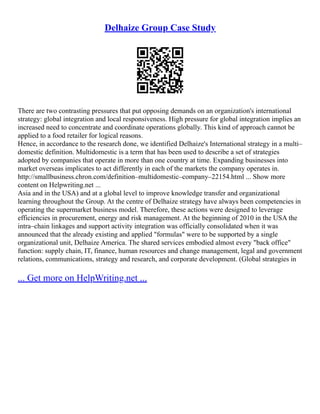 Delhaize Learning Ikea Corporate Level Strategy | PDF