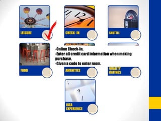 Destinations usually offer plenty of activities around the hotelAMENITIESQUALITY RATINGSIKEA EXPERIENCE